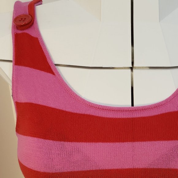 2/$30 Designer Tulle Button Tank Top Pink Striped - Picture 10 of 11
